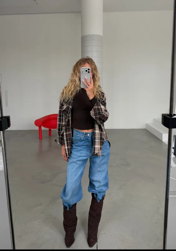 Duty - Brown checked cotton oversize shirt