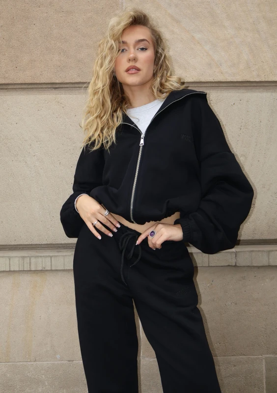 Wells - Bluza rozpinana z kapturem Black