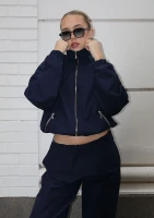 Lane - Navy blue cotton bomber jacket