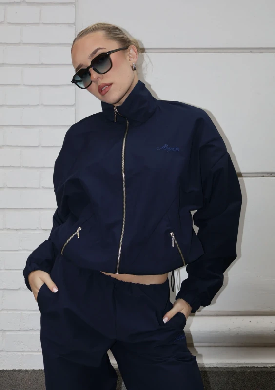 Lane - Navy blue cotton bomber jacket