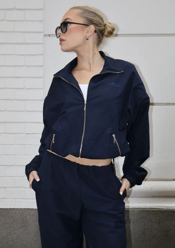 Lane - Navy blue cotton bomber jacket