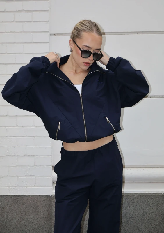 Lane - Navy blue cotton bomber jacket