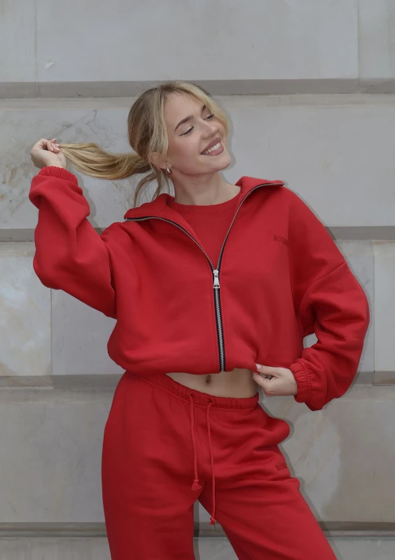 Wells - Bluza rozpinana z kapturem Cherry Red