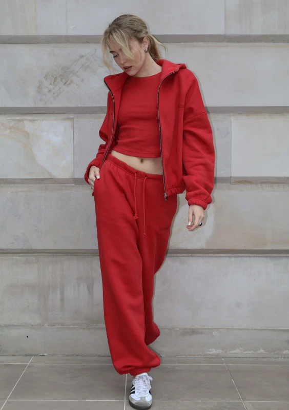 Wells - Bawełniany top w prążek Cherry Red