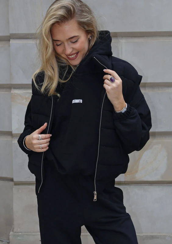 Abi - Black sleeveless cotton jacket