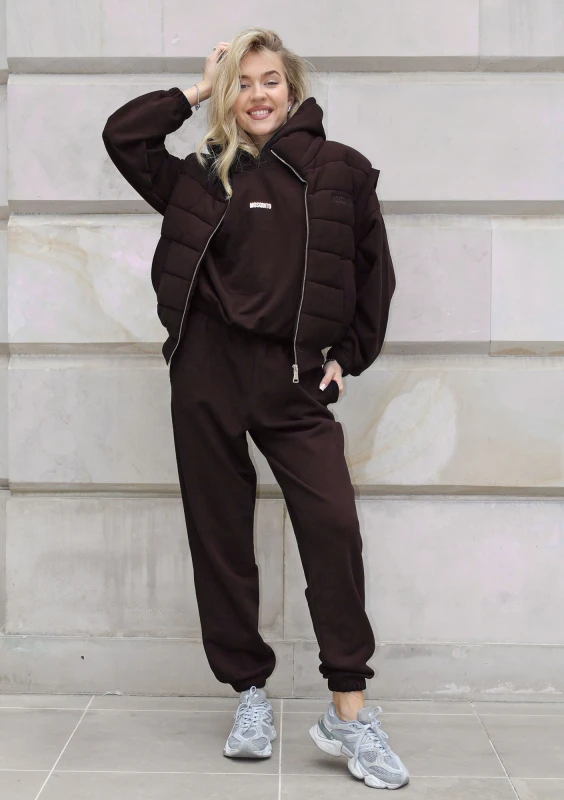 Abi - Dark chocolate brown sleeveless cotton jacket