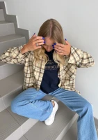 Duty - Beige checked oversize shirt