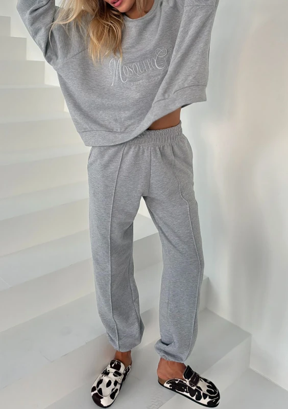Leni - Bluza oversize z haftem Grey Melange