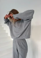 Leni - Bluza oversize z haftem Grey Melange