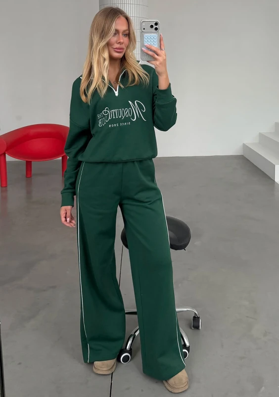Union - Spodnie dresowe z lamówką Hunter Green
