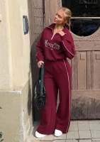 Union - Vintage style wide deep cherry red sweatpants