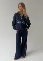 Union - Vintage style wide monaco navy blue sweatpants