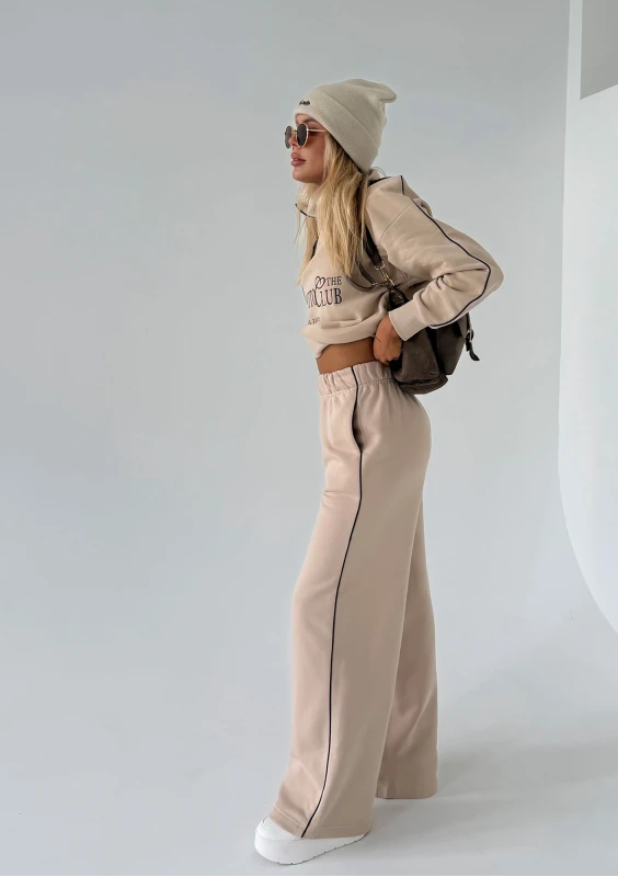 Union - Spodnie dresowe z lamówką Sand Beige