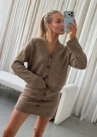 Carly - Melange latte beige short cardigan