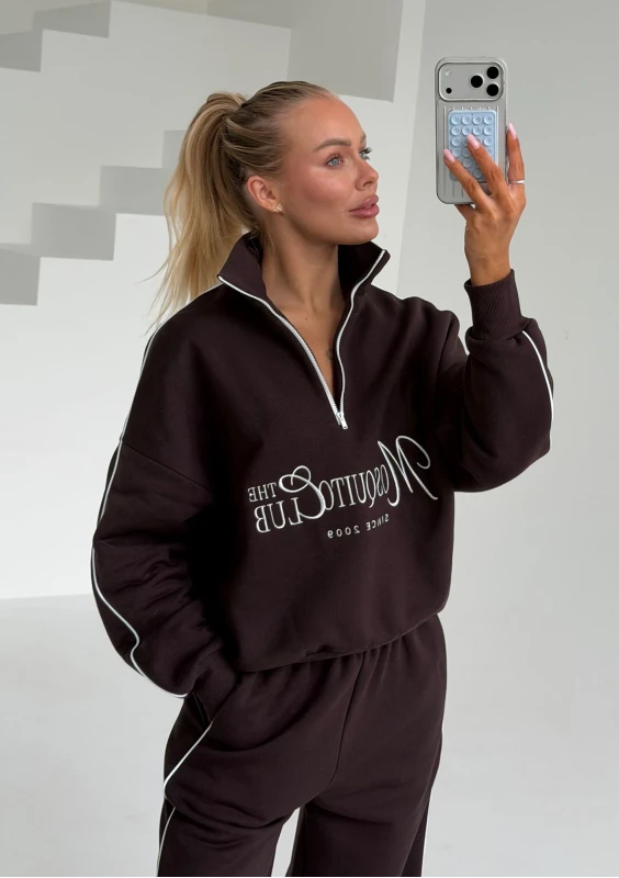 Union - Bluza z haftowanym logo Dark Chocolate