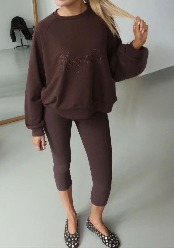 Leni - Bluza oversize z haftem Chocolate