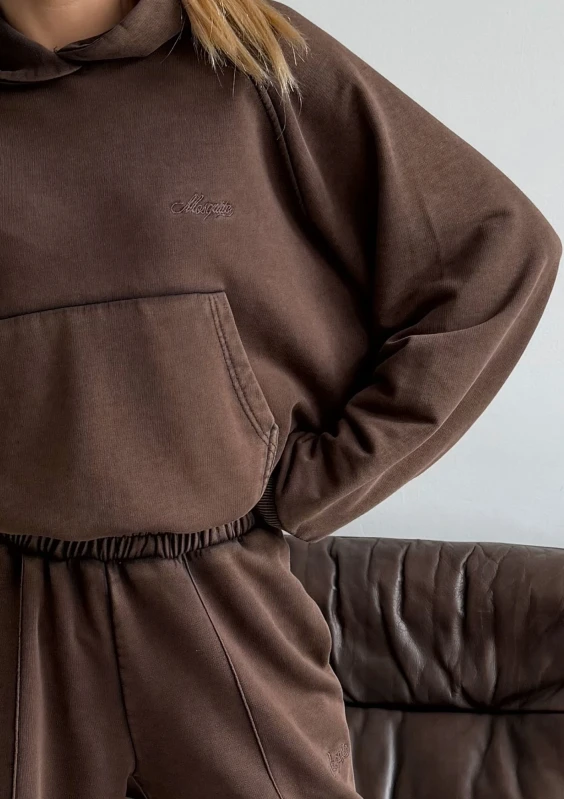 Fade - Bluza kangurka z efektem sprania Dark Chocolate