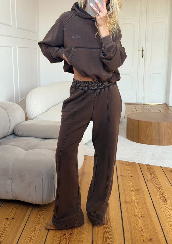 Fade - Bluza kangurka z efektem sprania Dark Chocolate
