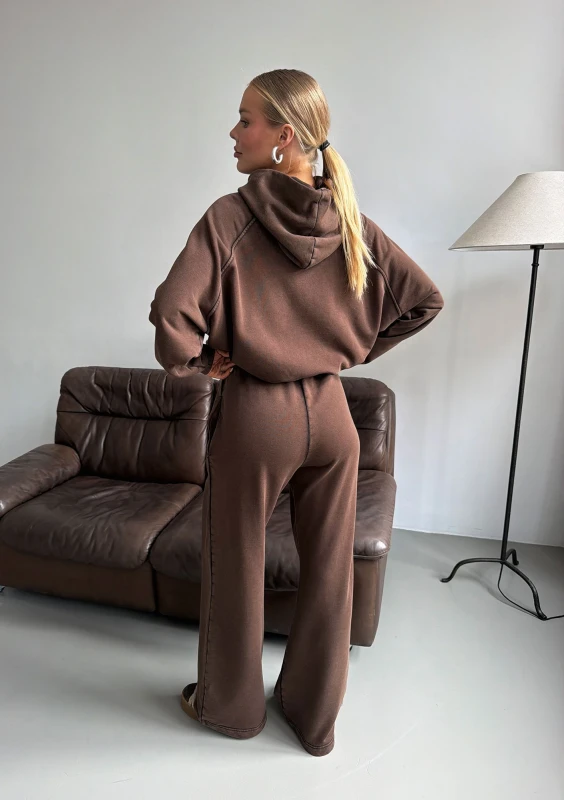 Fade - Dark chocolate brown hoodie with a washed-out effect