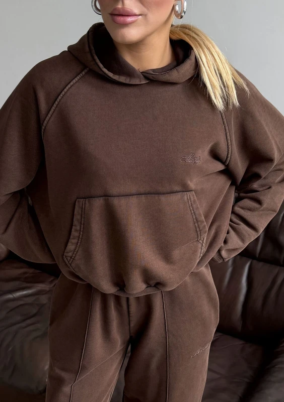 Fade - Bluza kangurka z efektem sprania Dark Chocolate