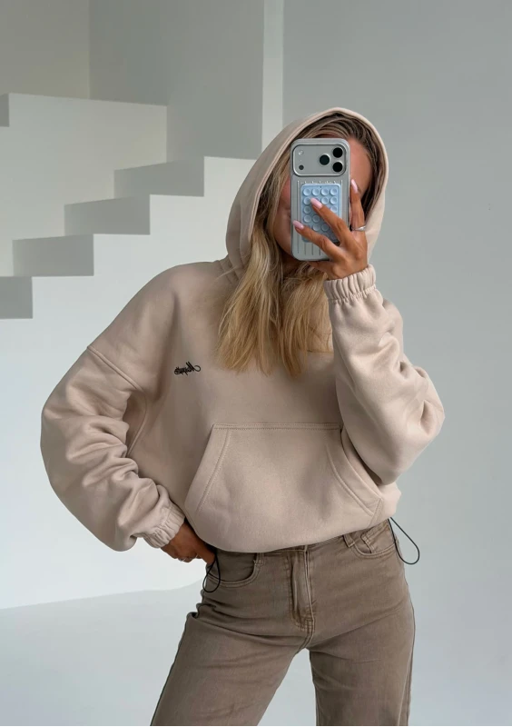 Daily - Bluza z haftowanym logo Sand Beige