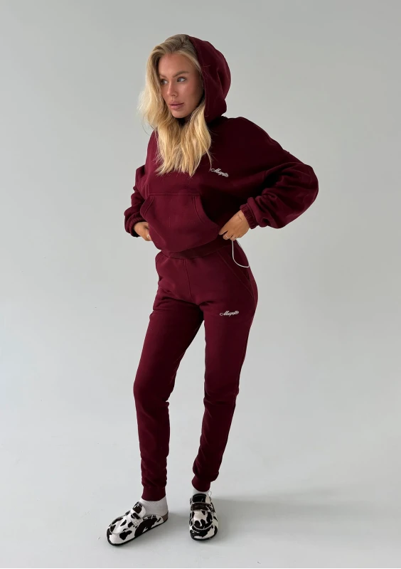 Daily - Fitted deep cherry red joggers
