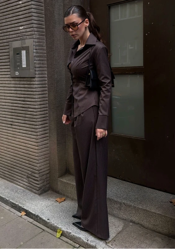 Soho - Brown striped oversize vintage trousers