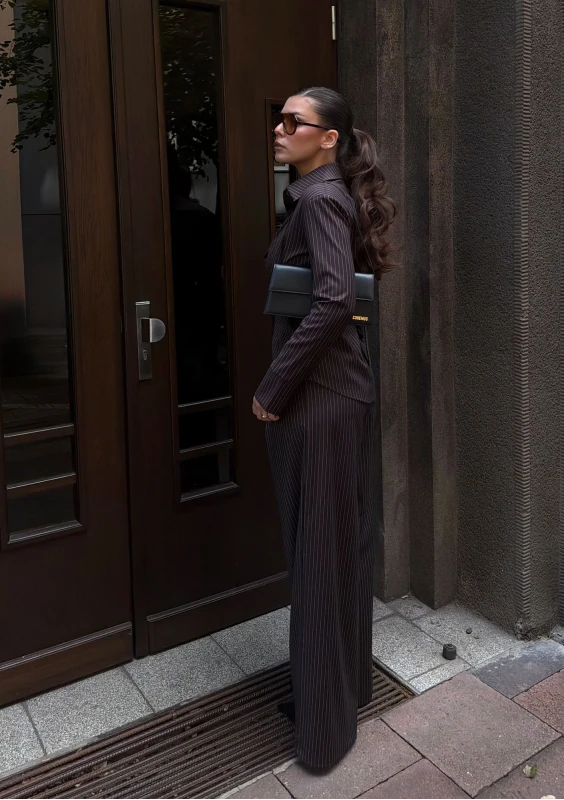 Soho - Brown striped oversize vintage trousers