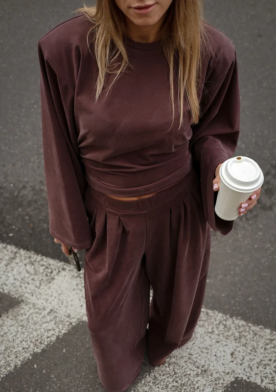 Shape - Brown shaping top with shoulder pads