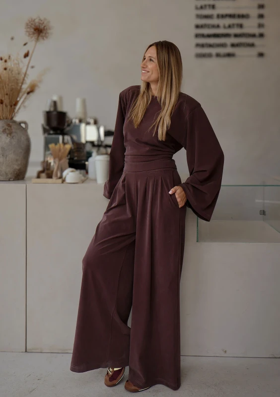 Shape - Wide brown modal trousers