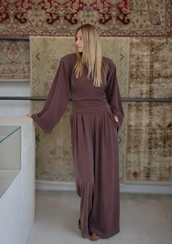 Shape - Wide brown modal trousers