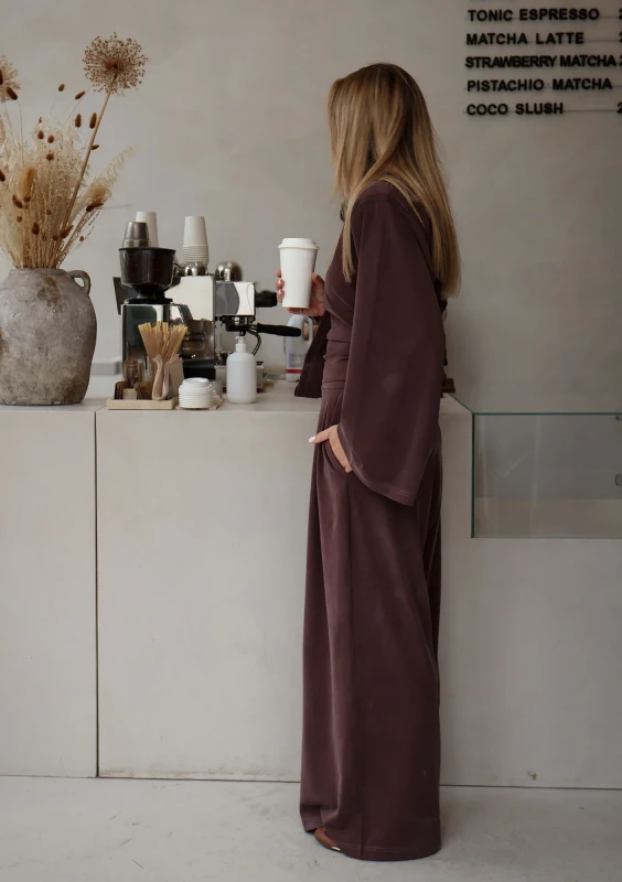 Shape - Wide brown modal trousers