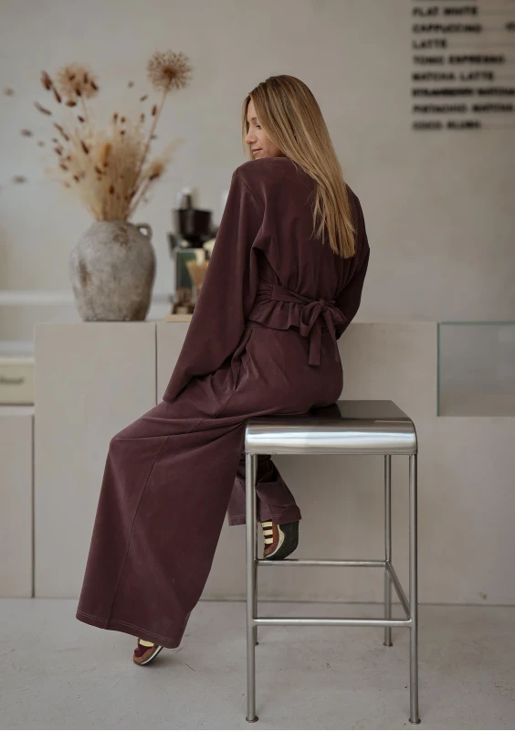 Shape - Wide brown modal trousers
