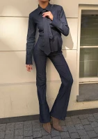 Carter - Fitted navy blue denim shirt with a tie