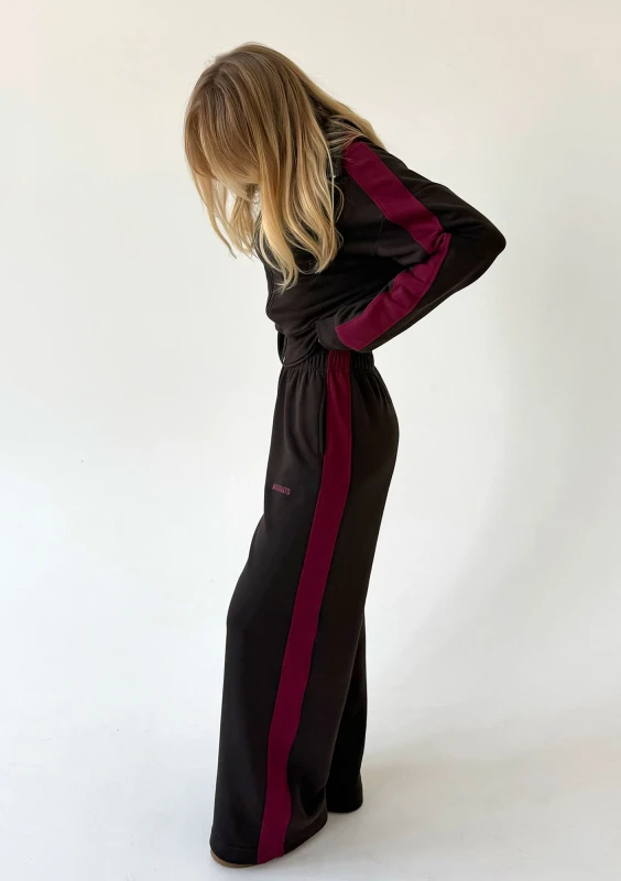 Cano Stripe - Spodnie dresowe z lampasami Deep Cherry