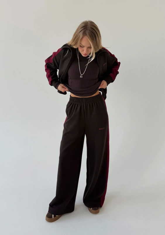 Cano Stripe - Spodnie dresowe z lampasami Deep Cherry