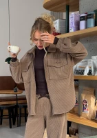 Ridge - Latte beige curduroy shirt