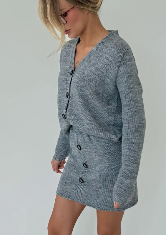 Carly - Melange grey short cardigan