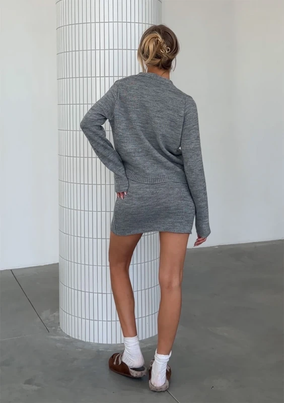 Carly - Melange grey short cardigan