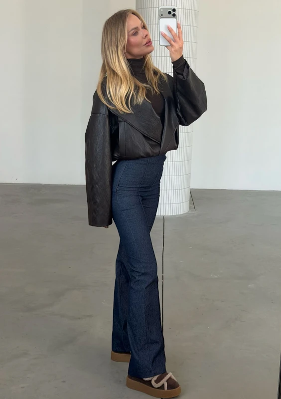 Blake - Brown faux leather jacket