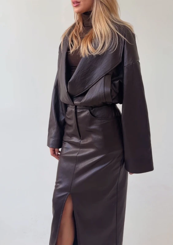 Blake - Brown faux leather jacket