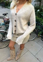 Carly - Melange beige short cardigan