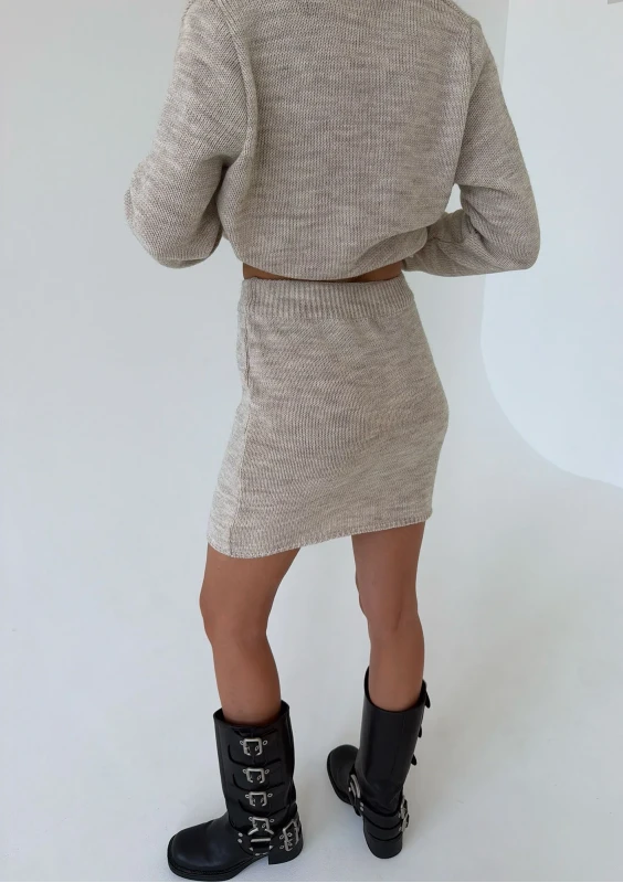 Carly - Melange beige short cardigan