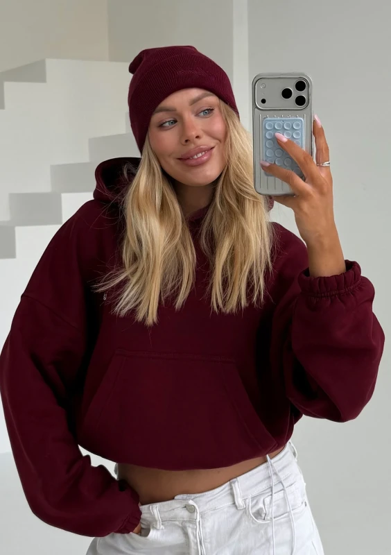 Beanie - Czapka z haftem Mono Logo Bordowa