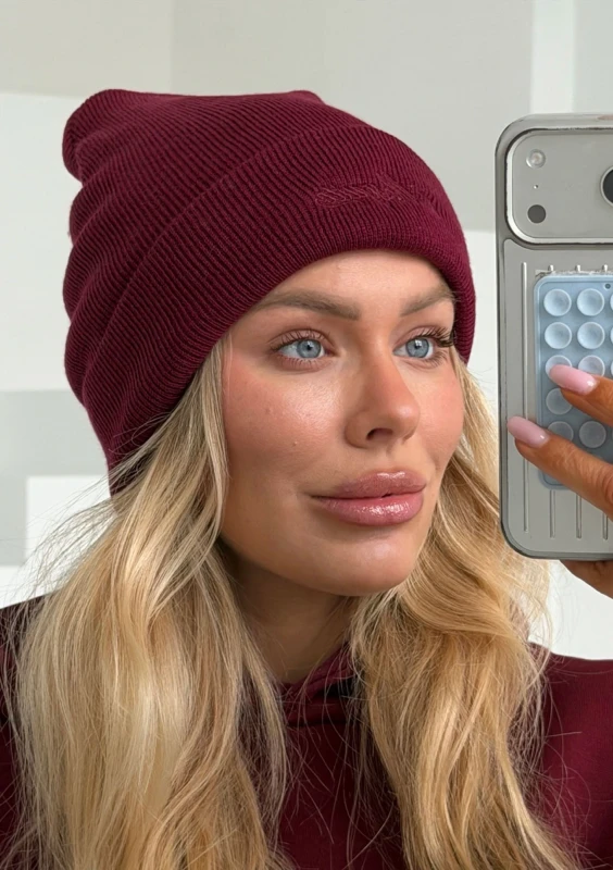 Beanie - Czapka z haftem Mono Logo Bordowa