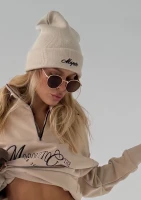 Beanie - Czapka z haftem Brown Logo Beżowa