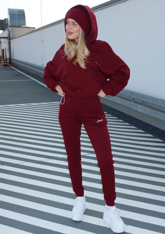 Daily - Fitted deep cherry red joggers