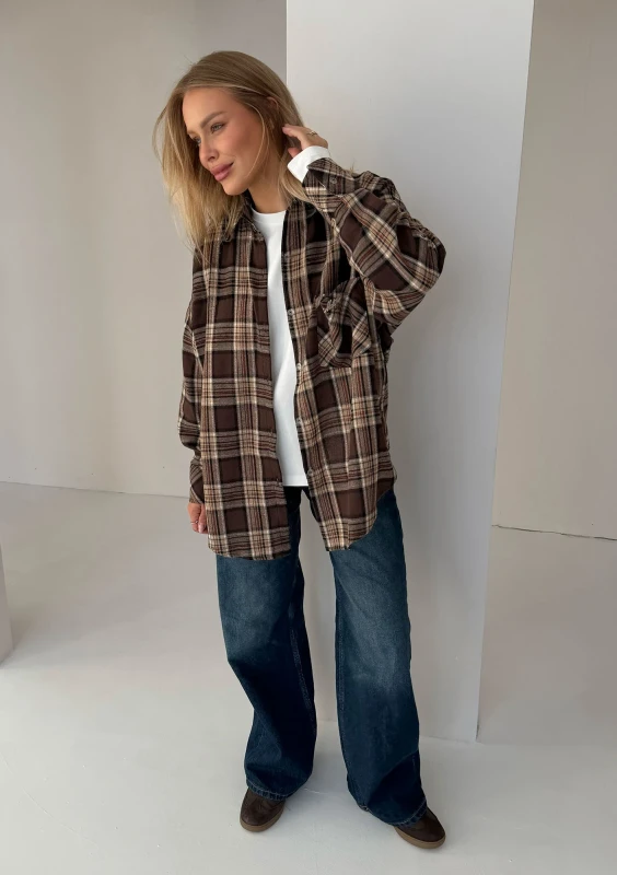 Duty - Brown checked oversize shirt
