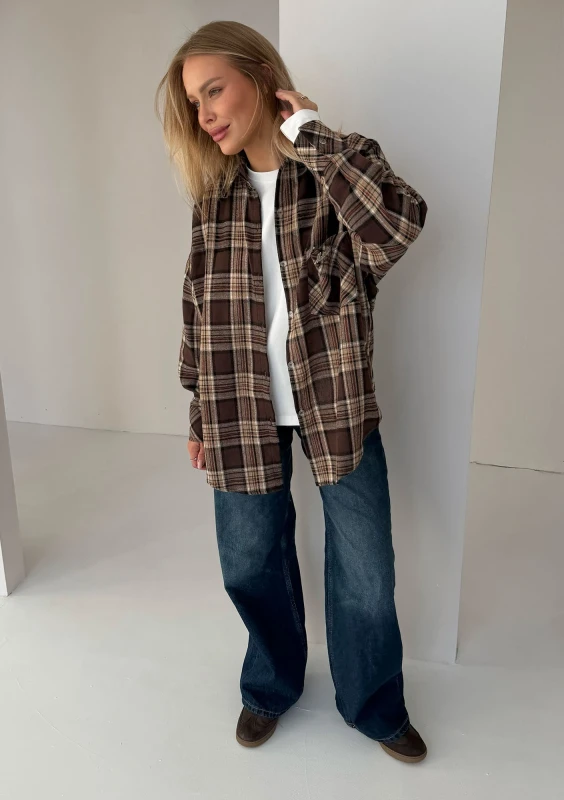 Duty - Brown checked oversize shirt