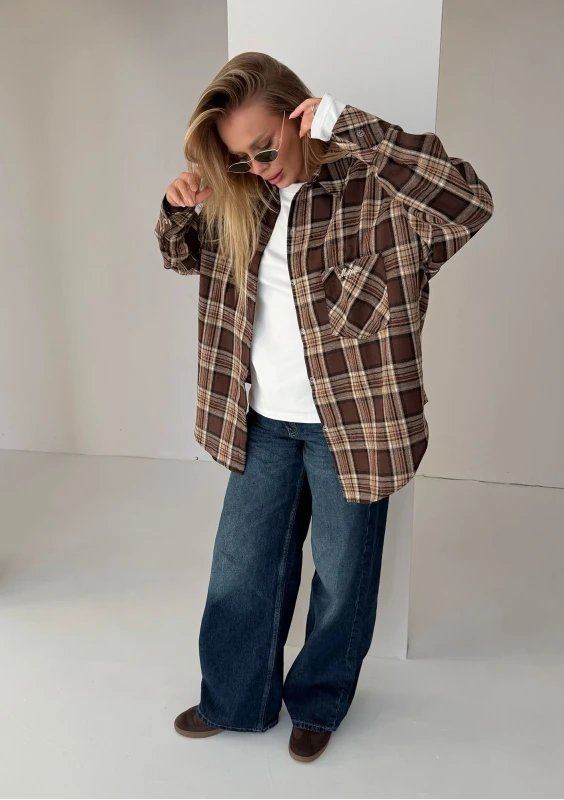 Duty - Brown checked oversize shirt